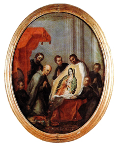 Apareció al manto de Joan Diego. Veo la cifra de la madre de Guadalupe del santo. ¿Bishop?????